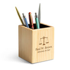 Maple Wood Lawyer Theme Personalized Pen and Pencil Cup