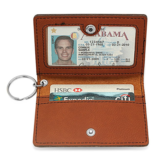 Initial Monogram Rawhide ID Holder & Keychain
