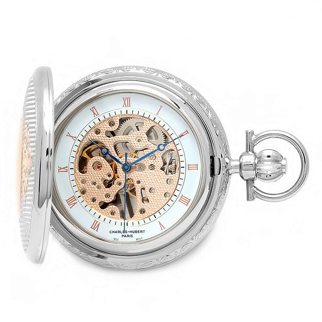 Rose Gold Charles Hubert Pocket Watch & Chain #3805 - Executive Gift Shoppe