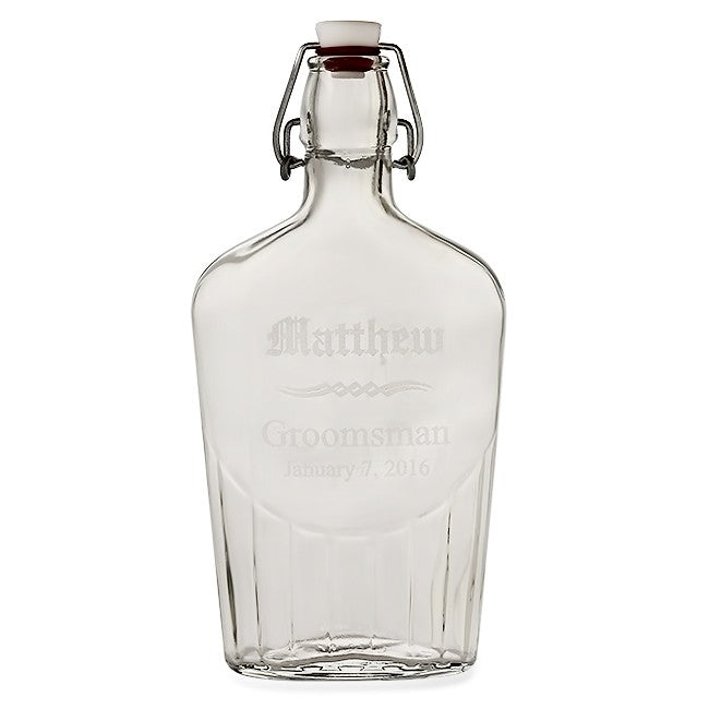 Groomsman's Personalized Large Vintage Glass Flask - Executive Gift Shoppe