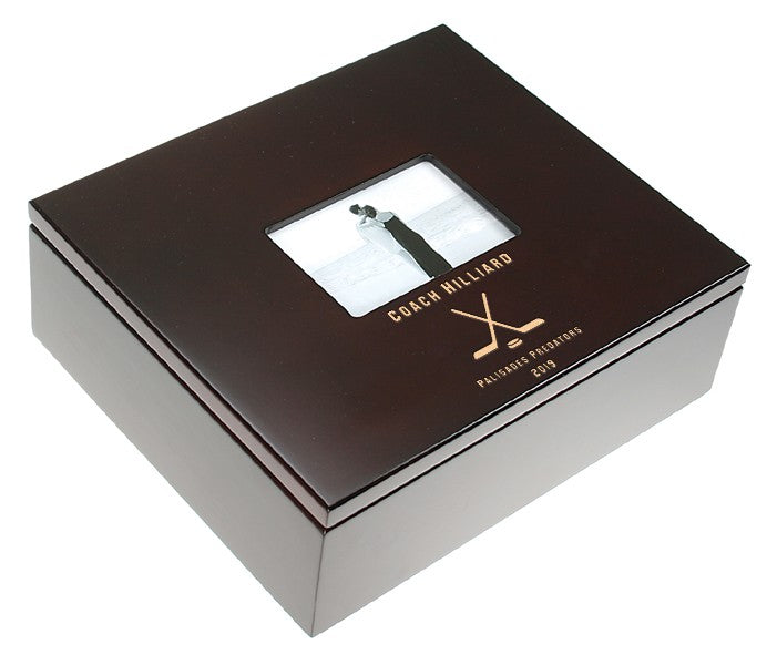Hockey Coach's Personalized Keepsake Box With Picture Frame Lid