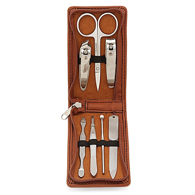 Initial Monogram Rawhide Leather Manicure Gift Set