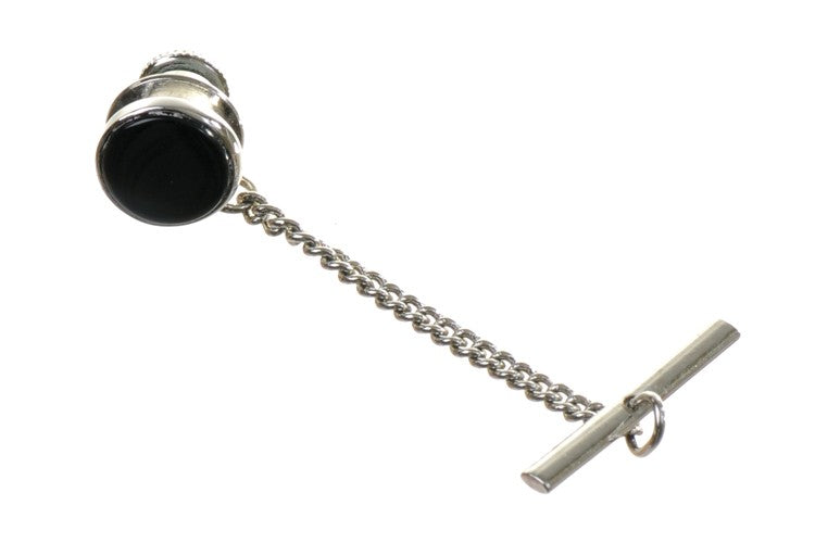 Sterling Silver & Onyx Oval Tie Tack