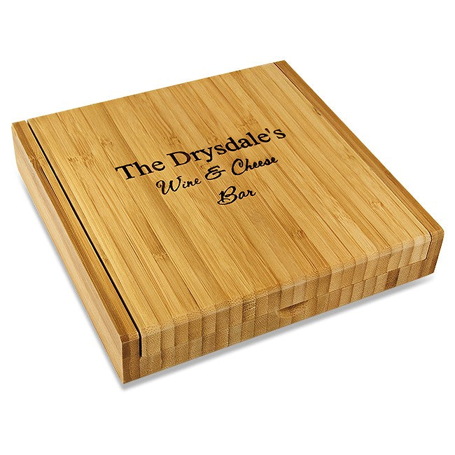 Personalized Bamboo Cheese Set With Tools