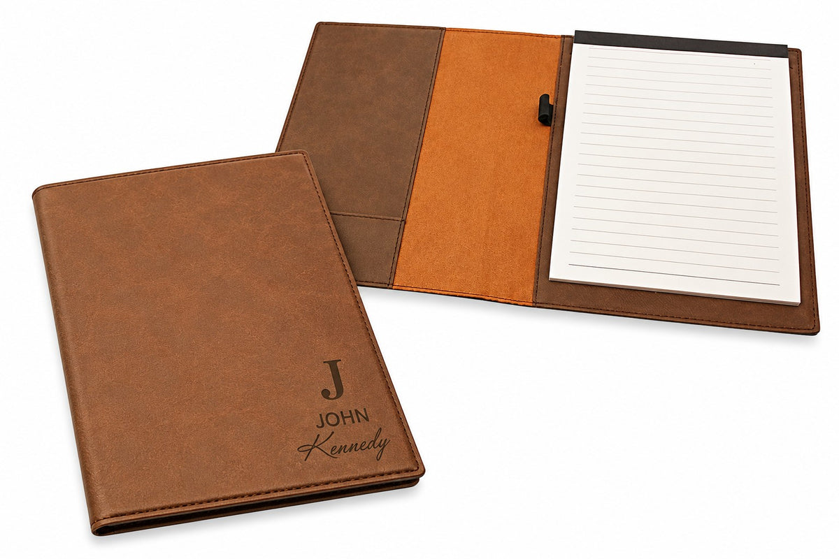 Full Name Monogram Dark Brown Leatherette Mini Portfolio