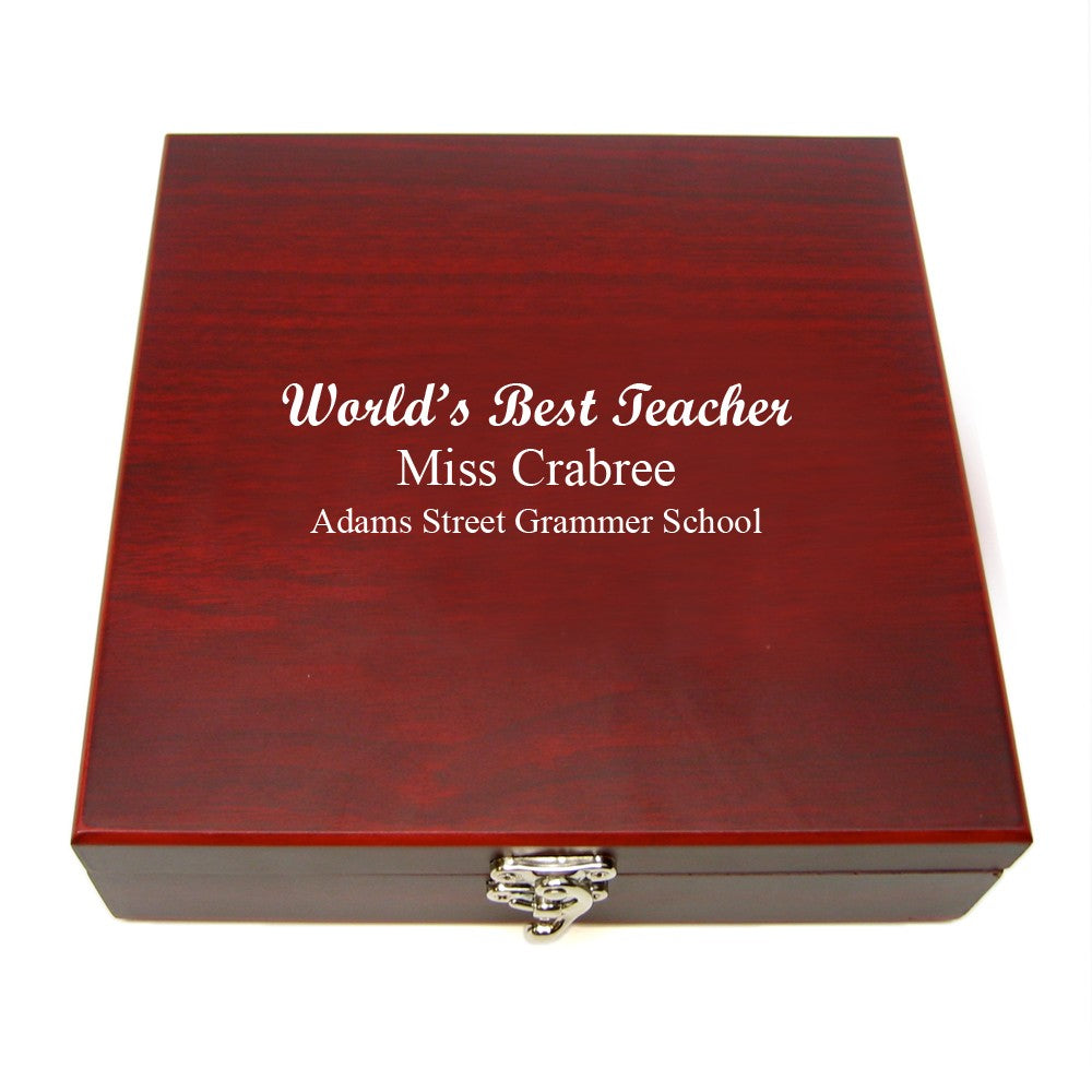 Personalized World's Best Teacher Flask & Gaming Set - Executive Gift Shoppe