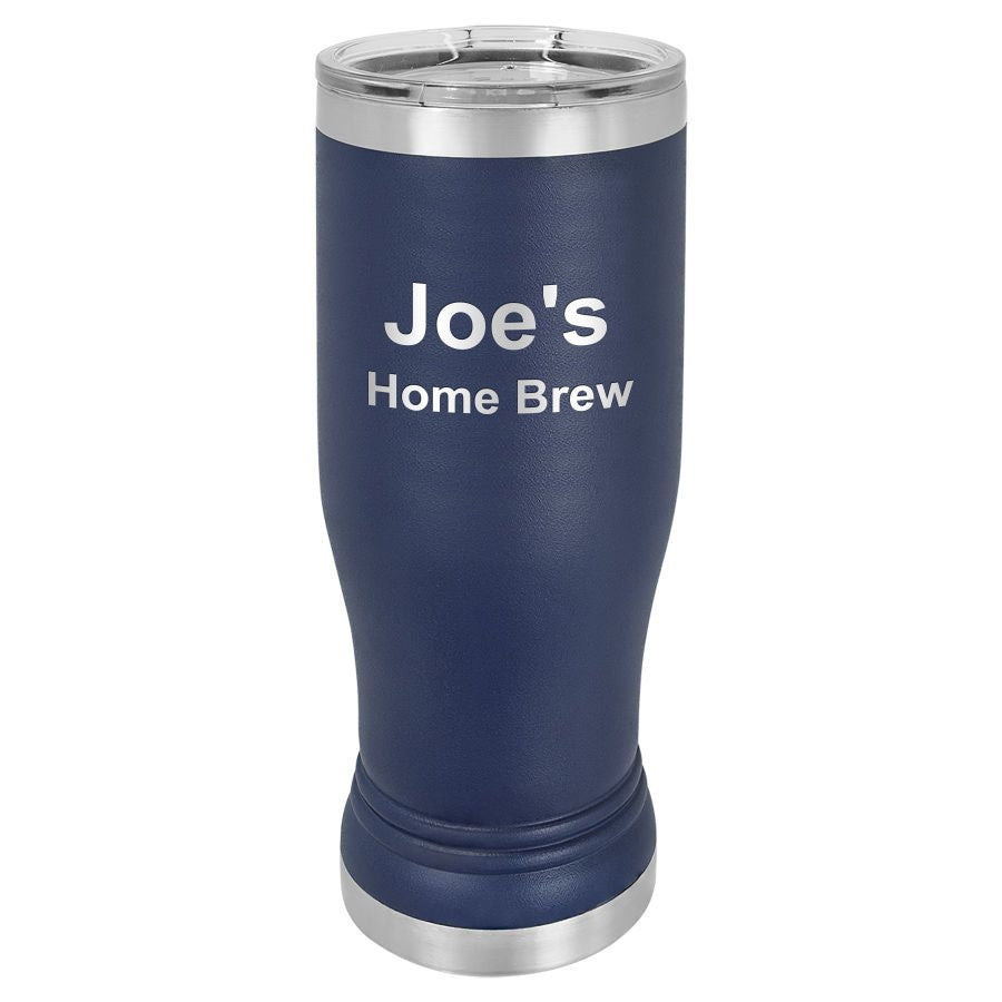 Personalized Navy Blue Polar Camel Stainless Steel Pilsner Glass