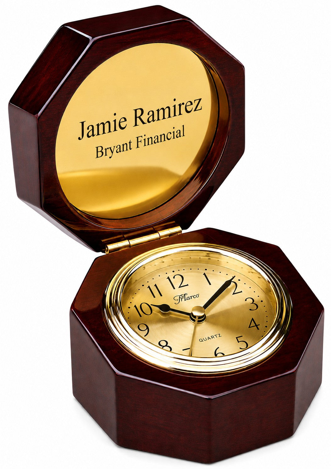 Personalized Octagon Style Chest Clock with Gold Dial