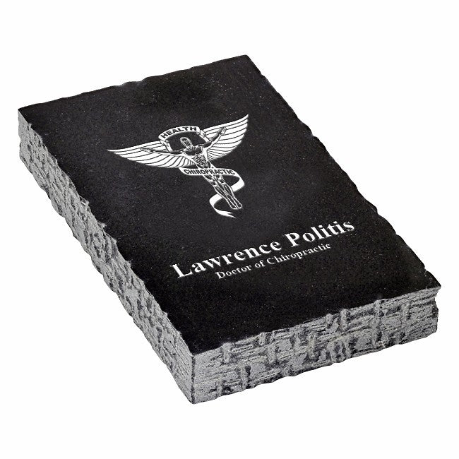 Chiropractor Emblem Personalized Black Marble Paperweight
