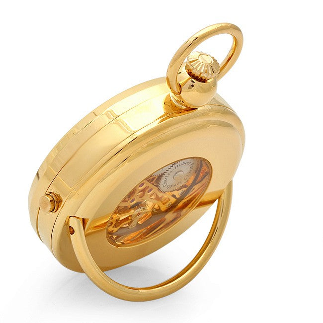 Gold Picture Frame Mechanical Charles Hubert Pocket Watch & Chain #3848 - Executive Gift Shoppe