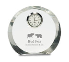 Bull & Bear Personalized Round Premier Crystal Clock with Beveled Edges