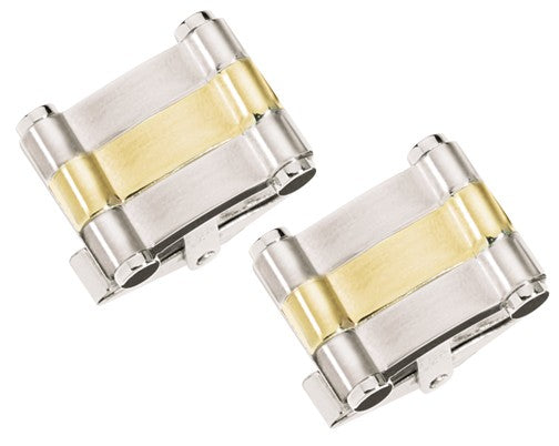 Riviera Collection Stainless Steel & 18 Karat Gold Cufflinks