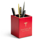 Rose Finished Wood Doctor Theme Personalized Pen and Pencil Cup
