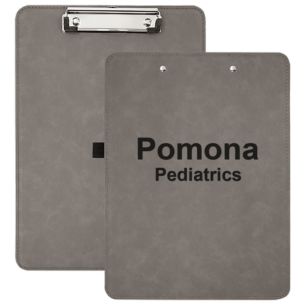 Personalized Grey & Black Leatherette Clipboard