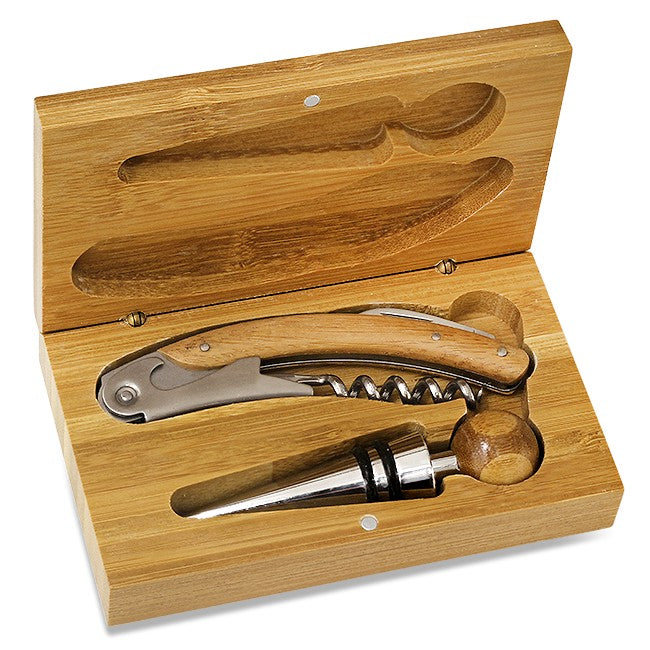 Split Monogram Bamboo 2 Piece Wine Tool Set