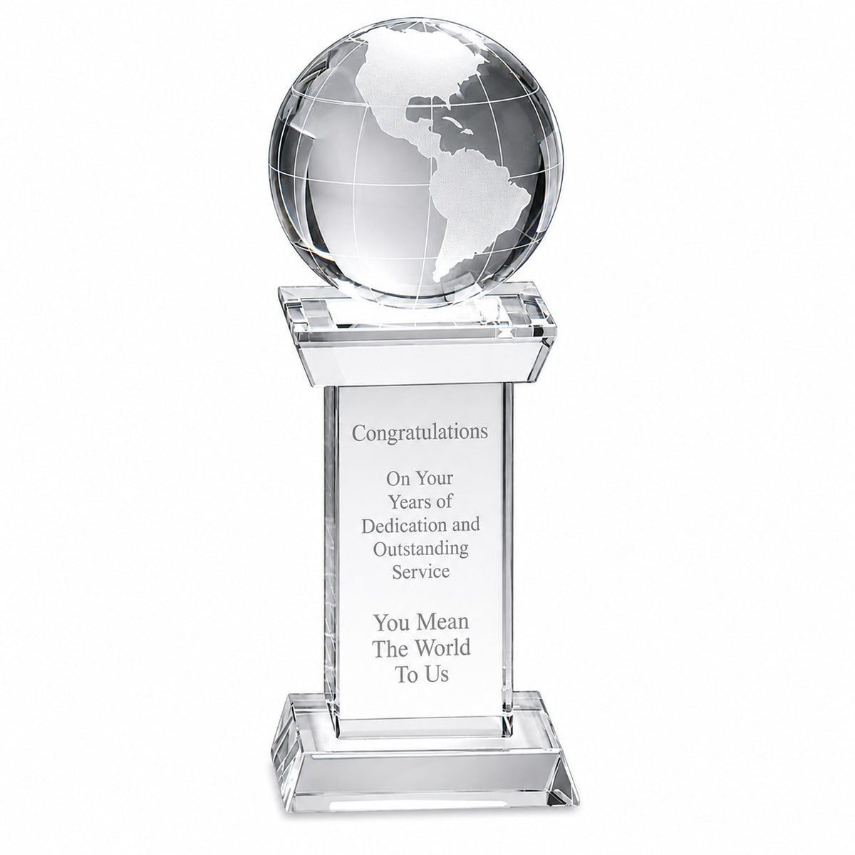 Personalized Crystal Globe And Pedestal