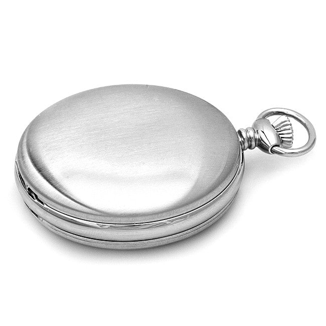 Brushed Stainless Steel Mechanical Pocket Watch & Chain - Executive Gift Shoppe