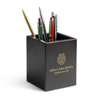 Cherry Finish Wood Police Theme Personalized Pen and Pencil Cup