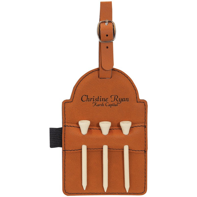 Personalized Rawhide Golf Bag Tag with Tees