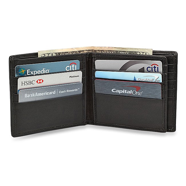 RFID Collection Bifold Credit Card Wallet With Center ID Flap