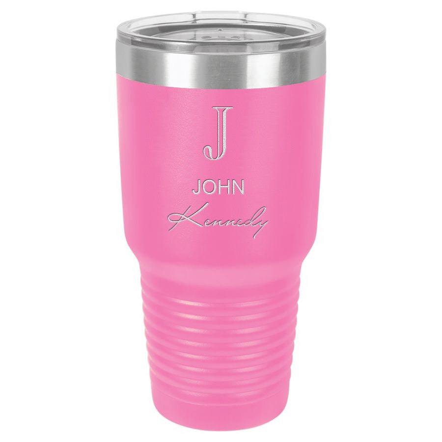 Full Name Monogram 30 Ounce Pink Polar Camel Ringneck Tumbler