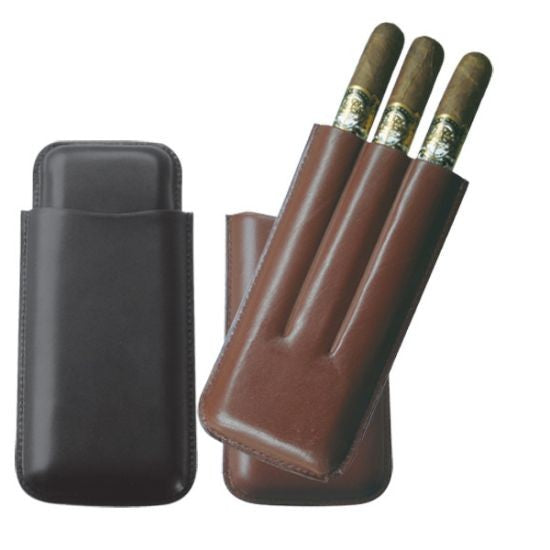 Top Grain Leather Three Finger Cigar Case