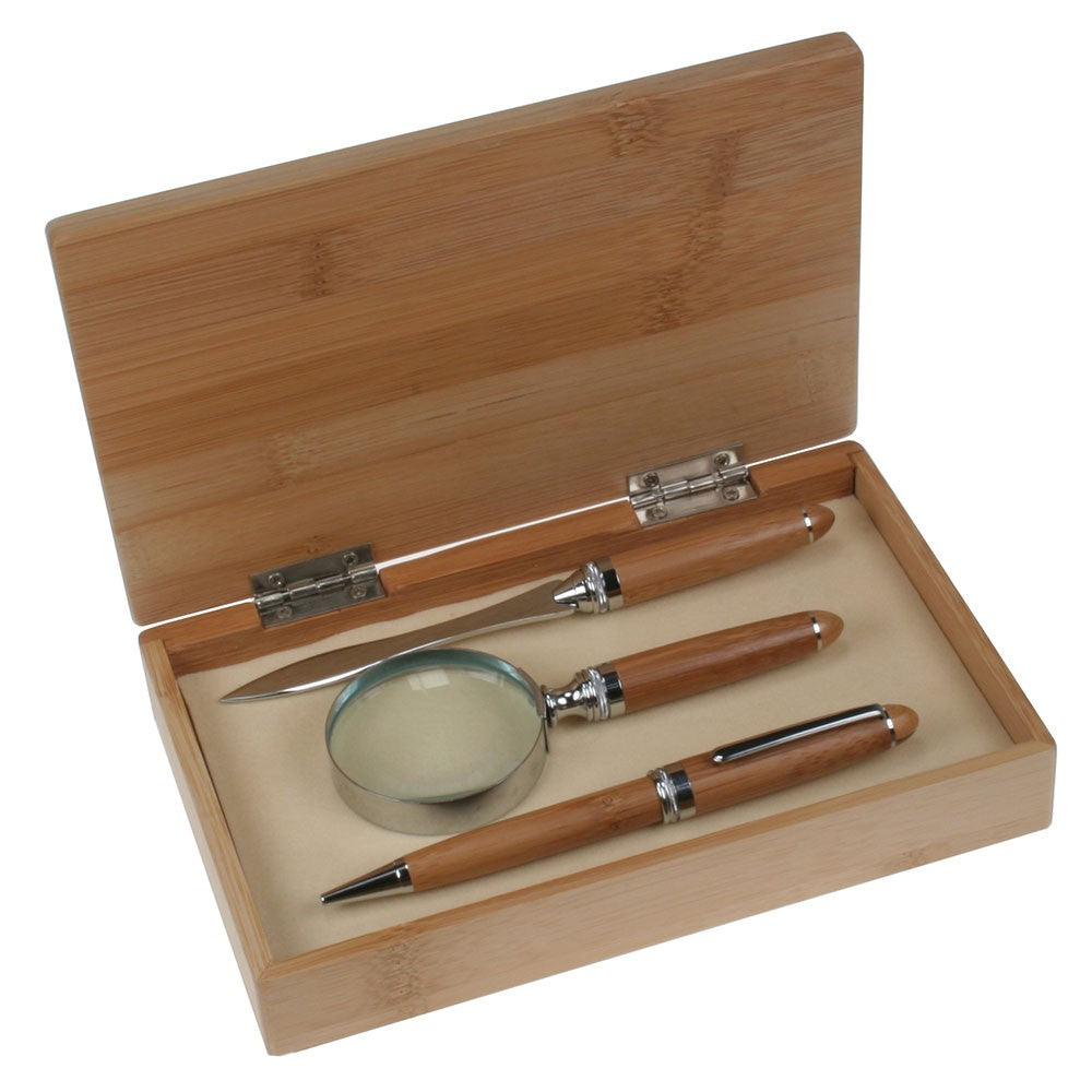 Bamboo Magnifying Glass & Letter Opener Set