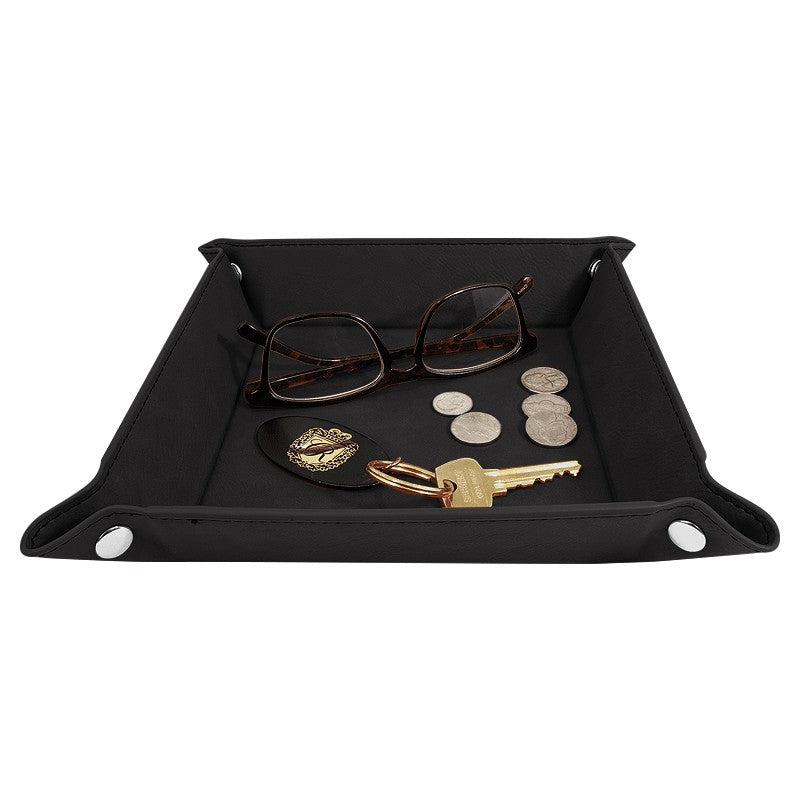 Personalized Black & Gold Men's Valet Tray with Folding Snaps