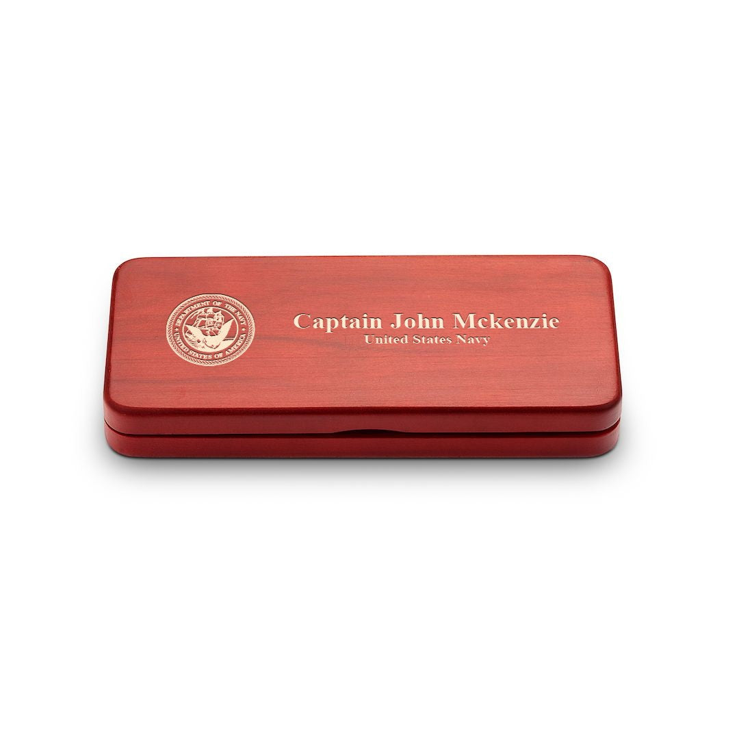 Elegance Collection Cherry Finish Personalized Pen & Pencil Set for Navy