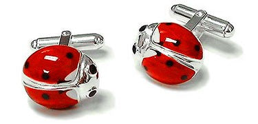 Hand Painted Enamel & Sterling Silver Ladybug Cufflinks