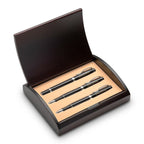Last Name Monogram Laser Engraved Three Piece Black & Silver Pen & Pencil Gift Set