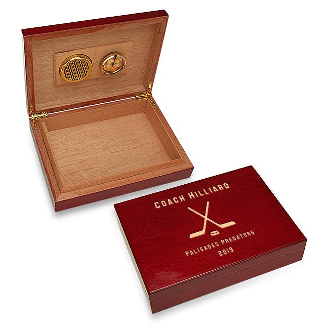 Hockey Coach's Personalized Cherry Finished Humidor