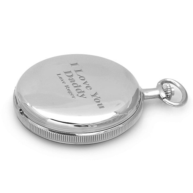 Polished Silver Mechanical Pocket Watch & Chain - Executive Gift Shoppe