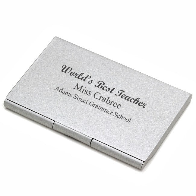 World's Best Teacher Engraved Business Card Case - Executive Gift Shoppe