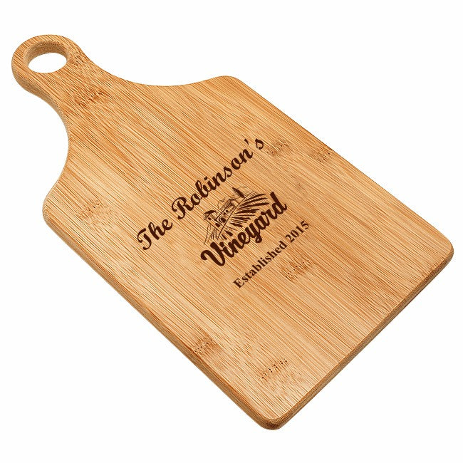 Personalized Vineyard Bamboo Paddle Shape Cutting Board