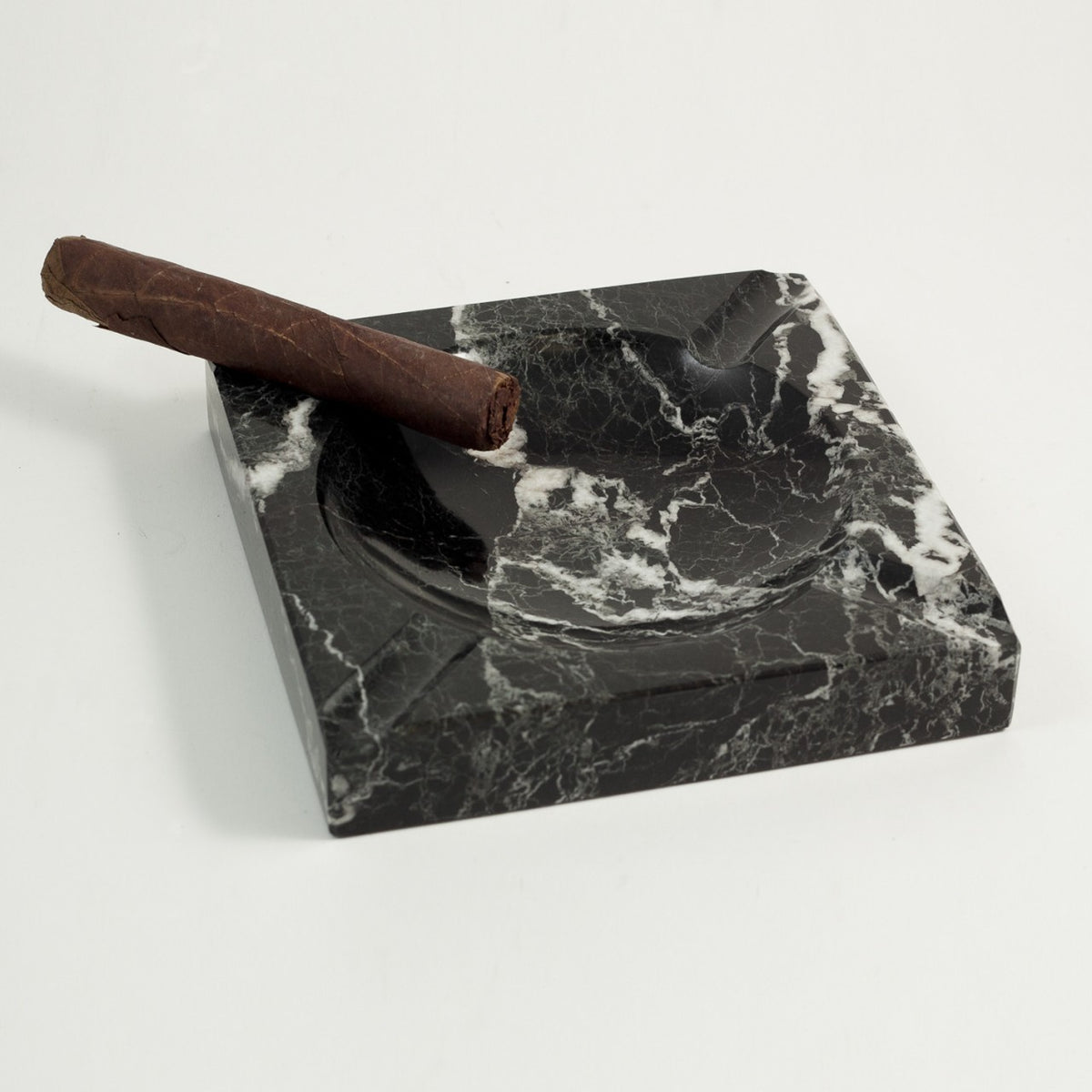 Solid Marble Square Ashtray - Black