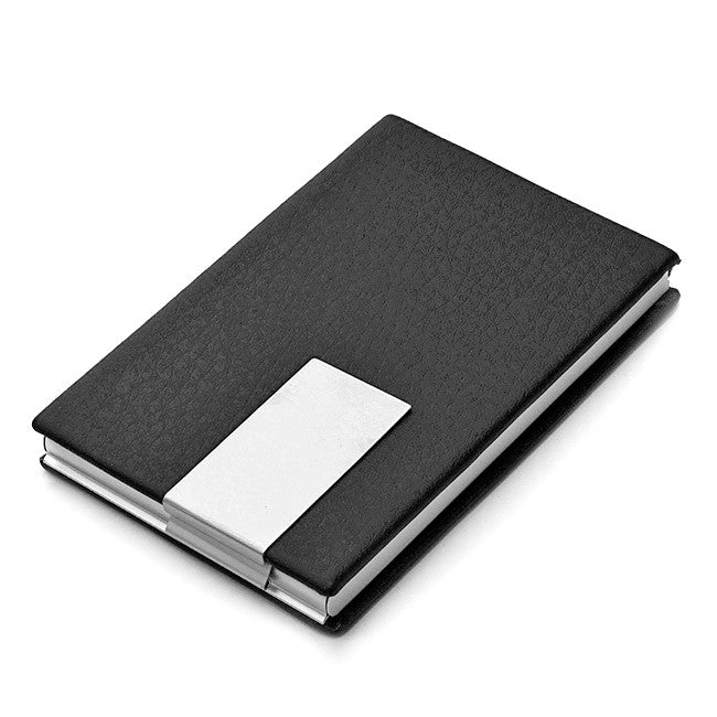 Faux Black Leather Business Card Holder - Executive Gift Shoppe