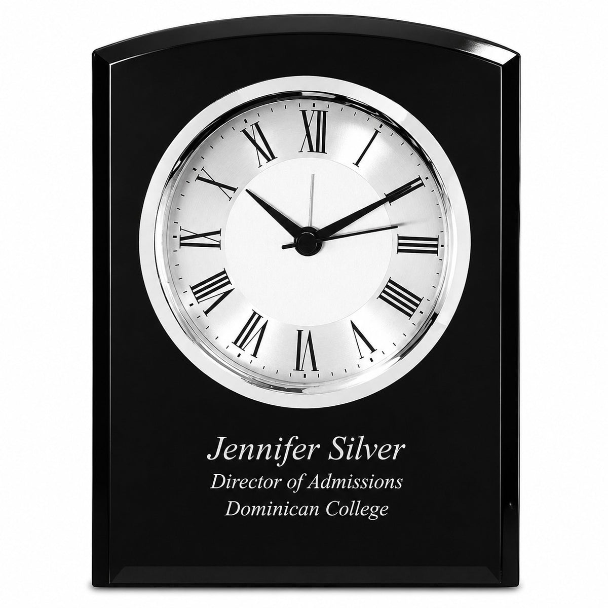 Black Glass Personalized Dome Desk Clock - Executive Gift Shoppe