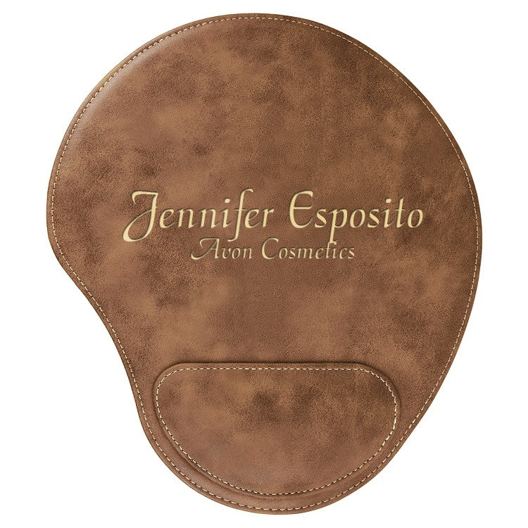 Personalized Rustic Brown & Gold Leatherette Mousepad
