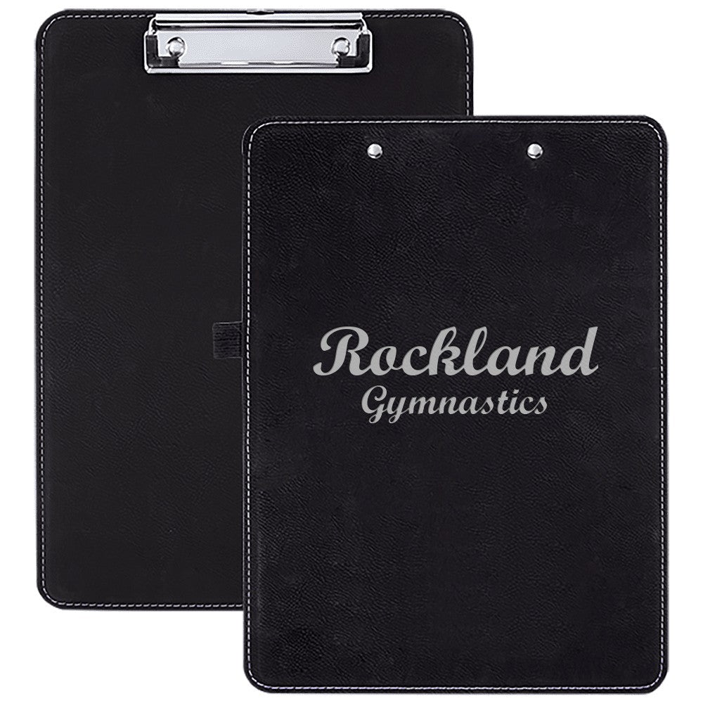 Personalized Black & Silver Leatherette Clipboard