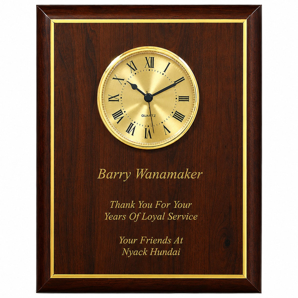 Cherry Wood Recognition Wall Plaque with Clock - Executive Gift Shoppe