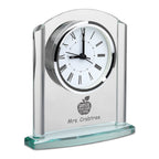 Best Teacher Ever Arched Glass Personalized Desk Clock with Silver Finish Accents