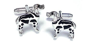 Hand Painted Enamel & Sterling Silver Spaniel Cufflinks