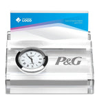 Personalized Crystal Business Card Holder & Desk Clock