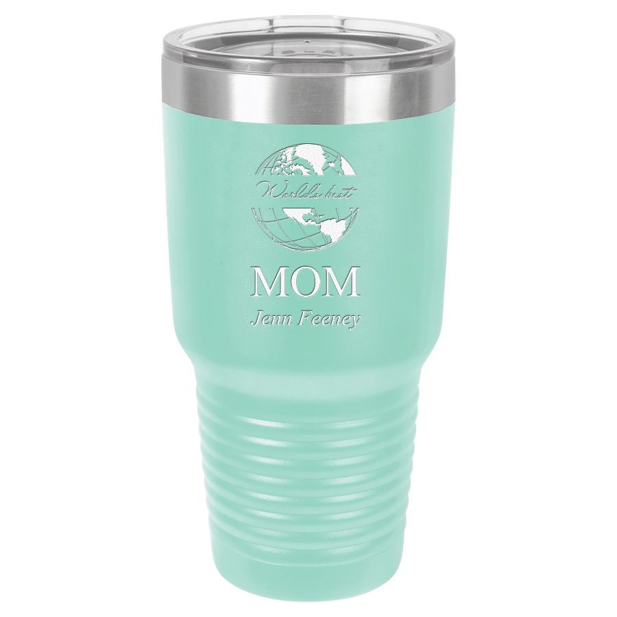World's Best Mom Personalized 30 Ounce Teal Polar Camel Ringneck Tumbler