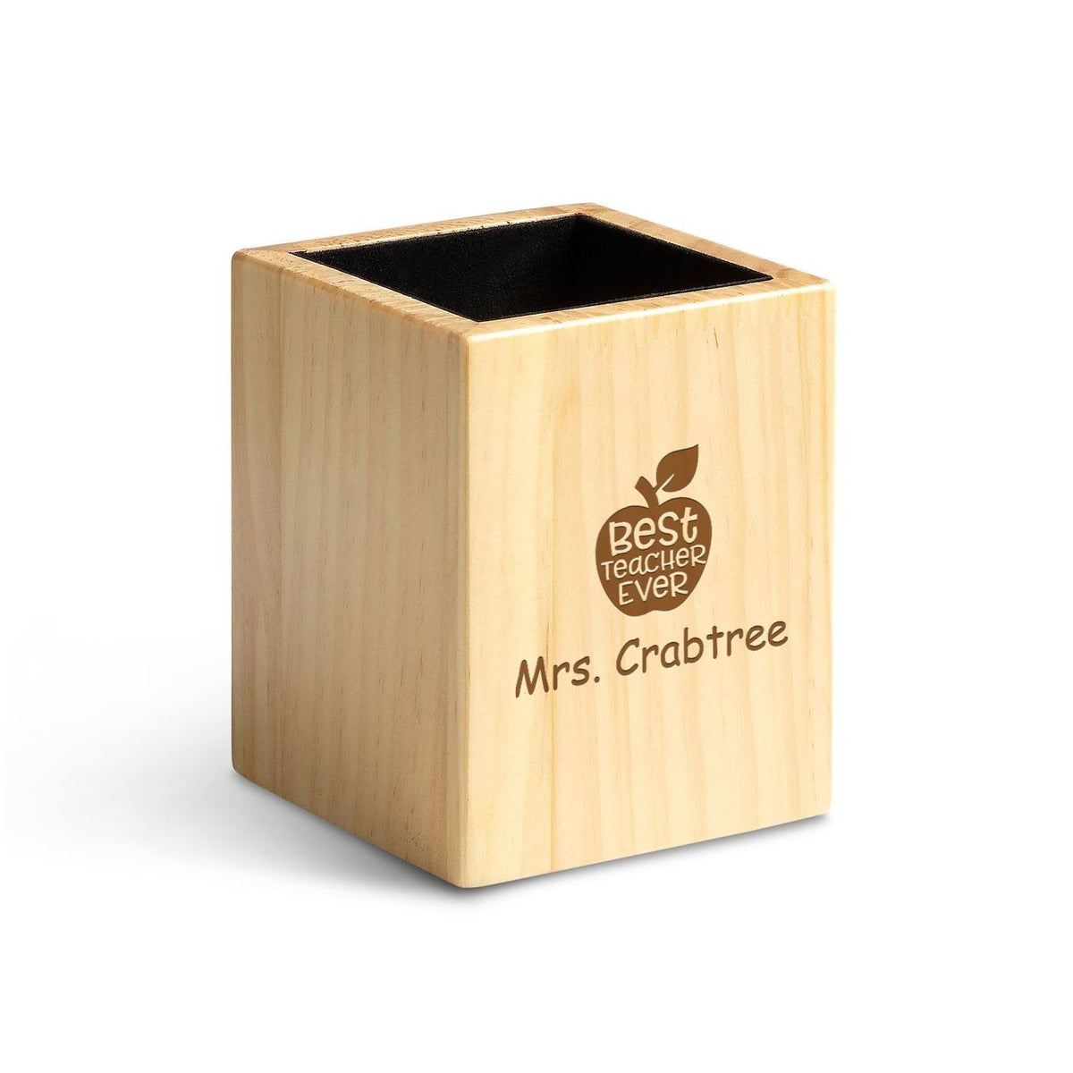 Maple Wood Best Teacher Theme Personalized Pen and Pencil Cup
