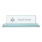 Distinguished Collection Masonic Theme Personalized Crystal Desktop Name Plate