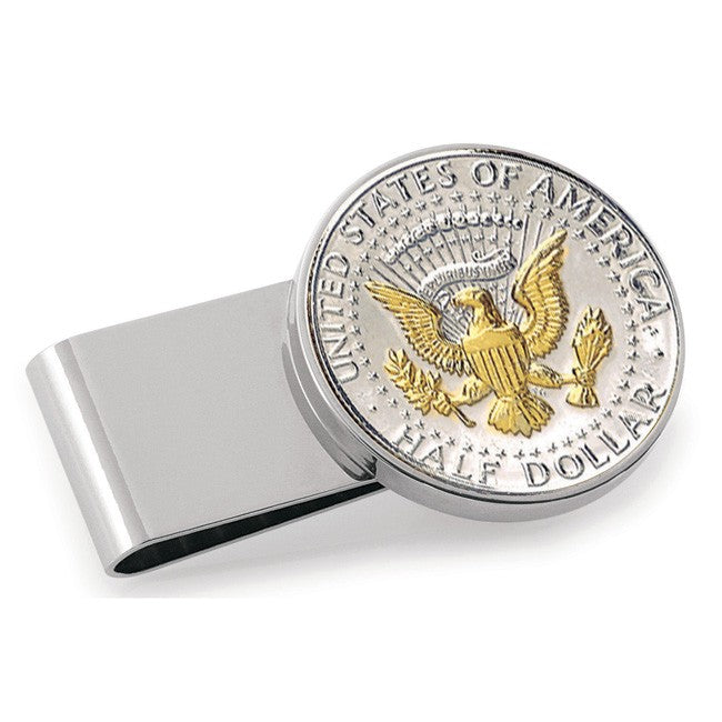 JFK Presidential Seal Coin Polished Silver Money Clip - Executive Gift Shoppe