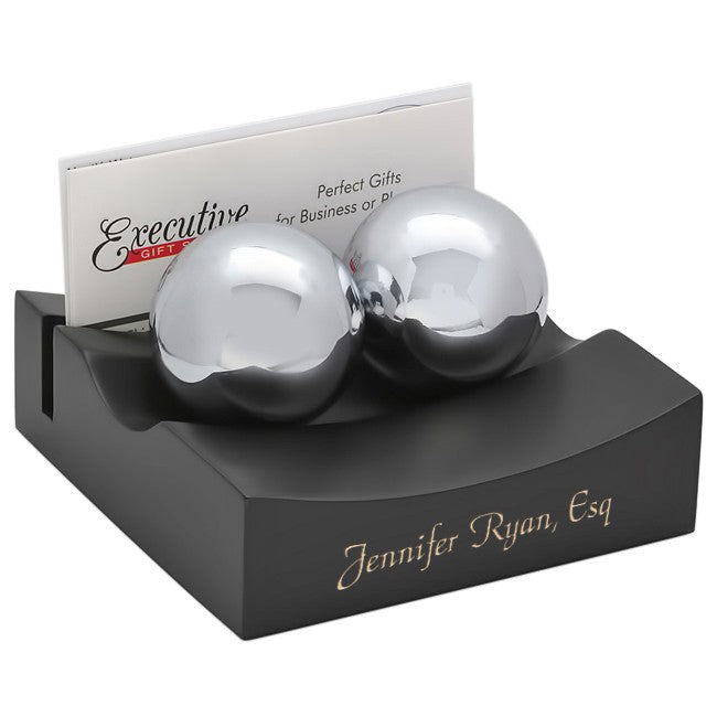 Chinese Therapy Ball & Business Card Holder Desk Set - Executive Gift Shoppe