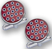 Sterling Silver Eurolinks Enamel Red & Blue Circles Cuff Links